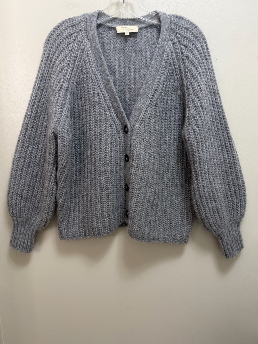 Sezane Basile Cardigan V Neck Alpaca Wool Gray Size XS - Picture 2 of 10